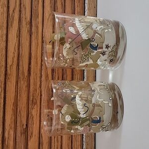 VINTAGE CERA BARWARE PERSIAN HUNTING 2 BUNDLE GLASS BAR WHISKEY